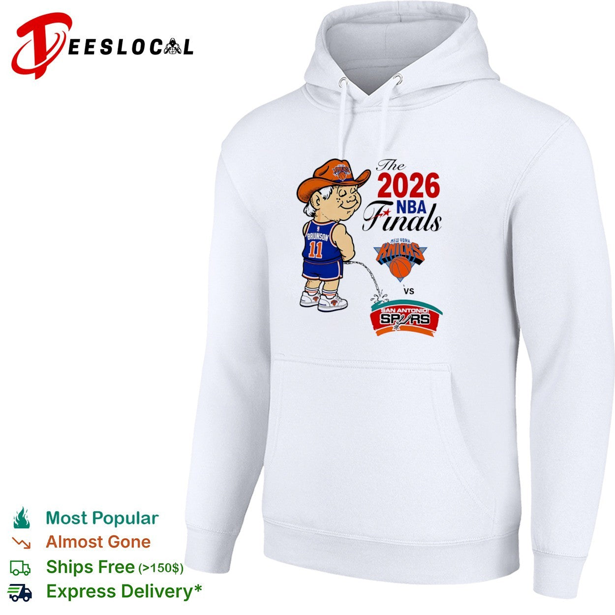 Jalen Brunson New York Knicks 2026 NBA pee on San Antonio Spurs logo shirt