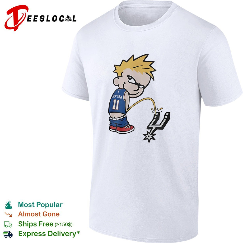 Jalen Brunson New York Knicks NBA Calvin Peeing on San Antonio Spurs shirt