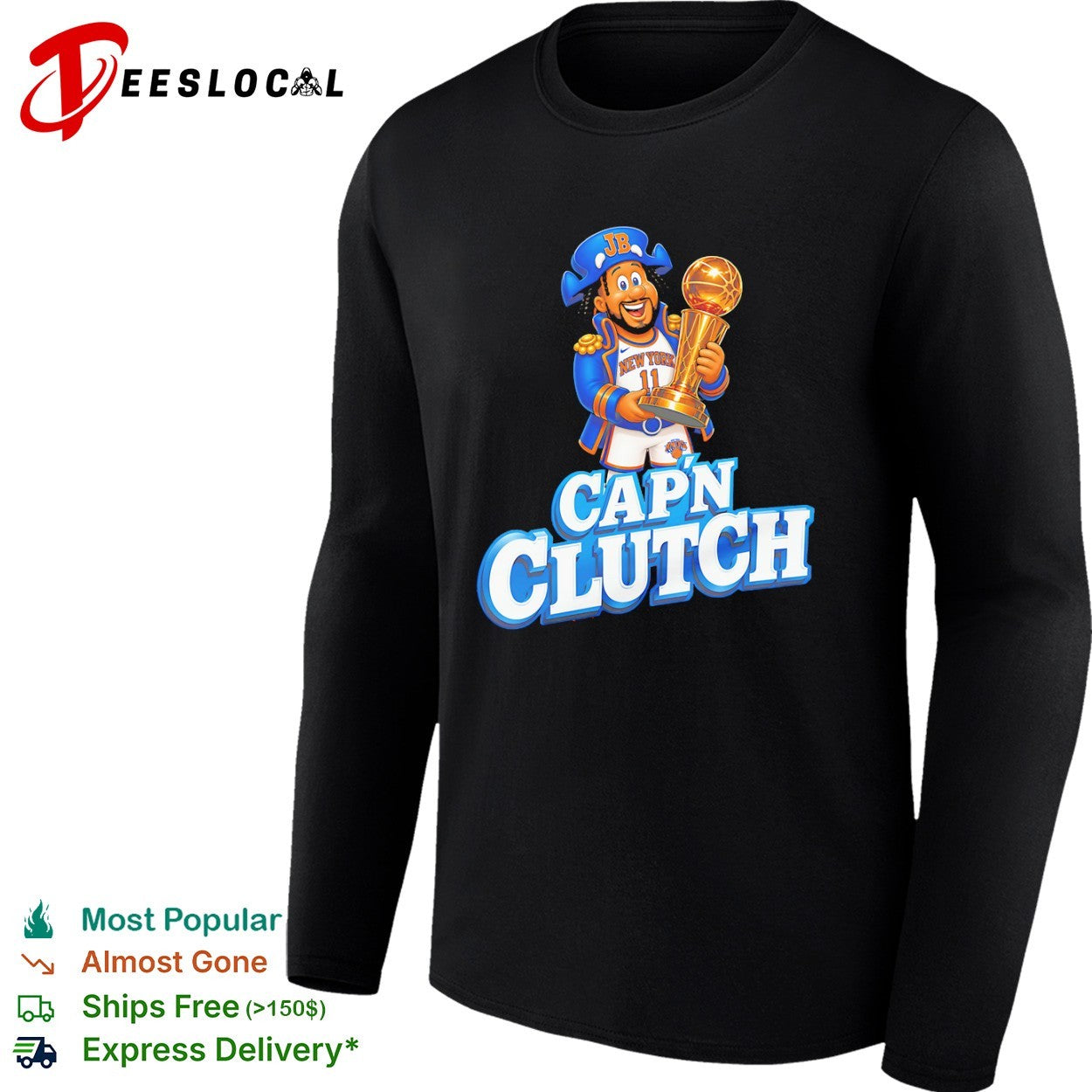 Jalen Brunson New York Knicks NBA Capn Clutch cereal mascot shirt