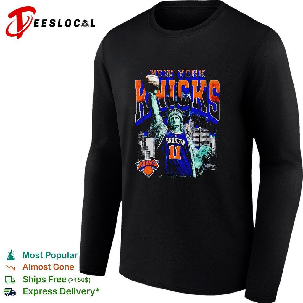 Jalen Brunson New York Knicks Statue of Liberty number 11 skyline shirt