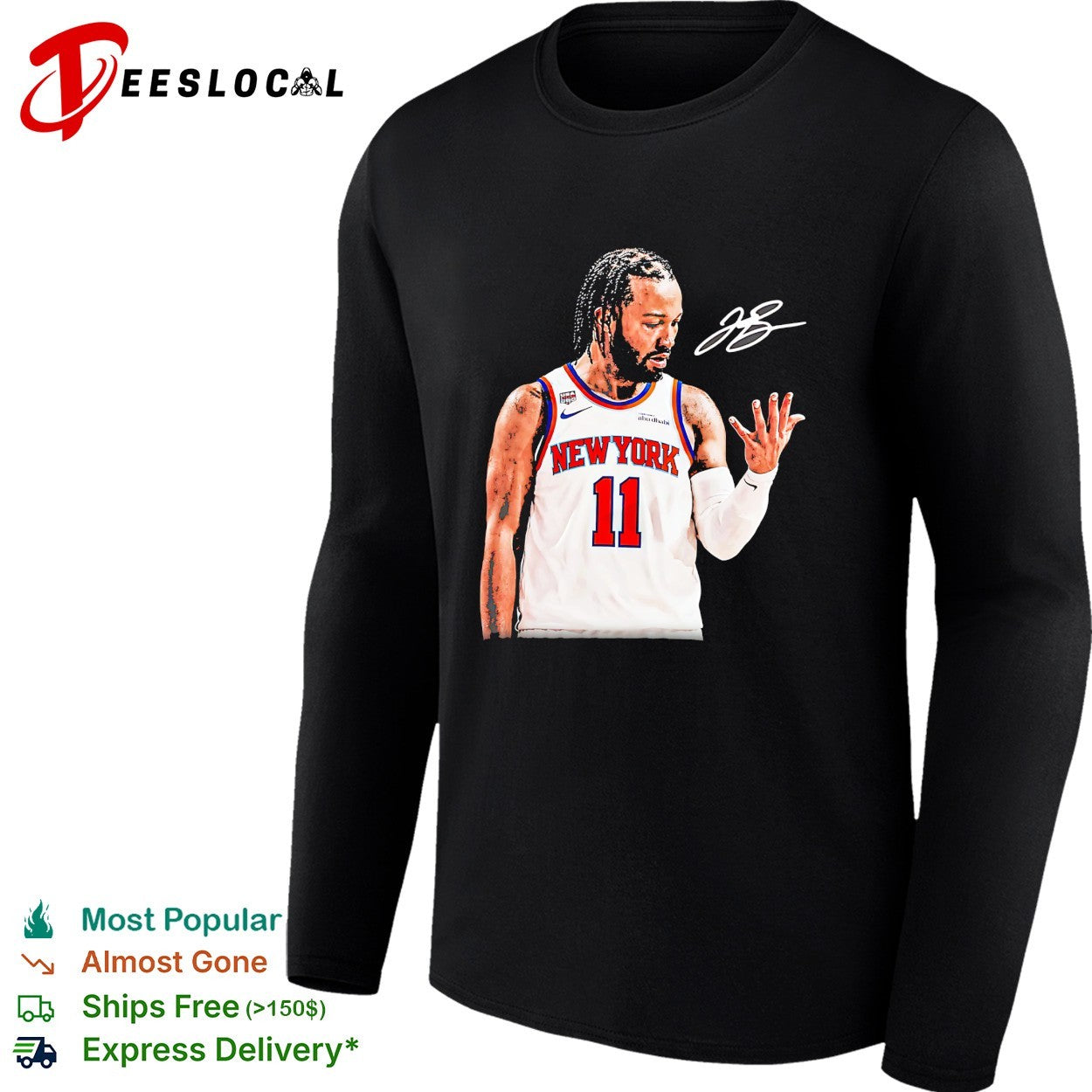 Jalen Brunson New York Knicks number 11 autograph photo signature shirt