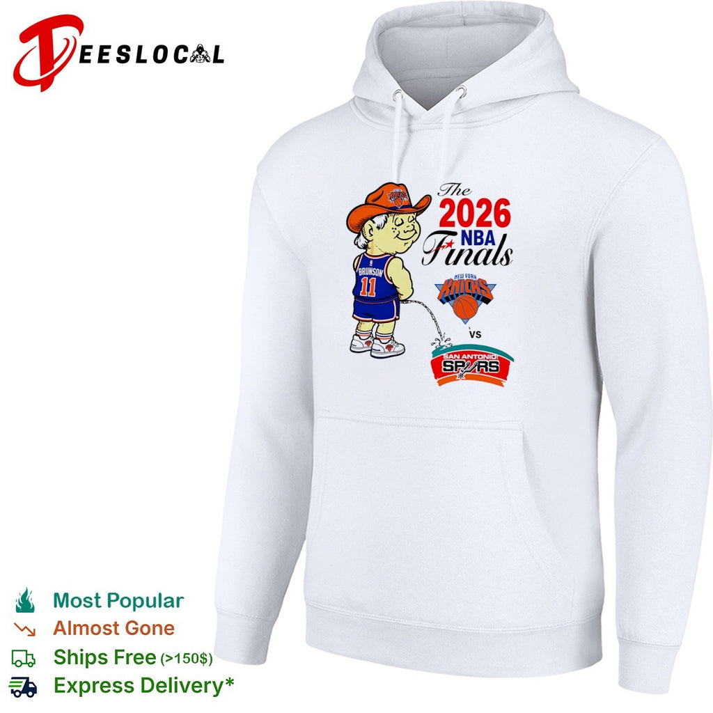 Jalen Brunson New York Knicks peeing on San Antonio Spurs The 2026 NBA Finals shirt