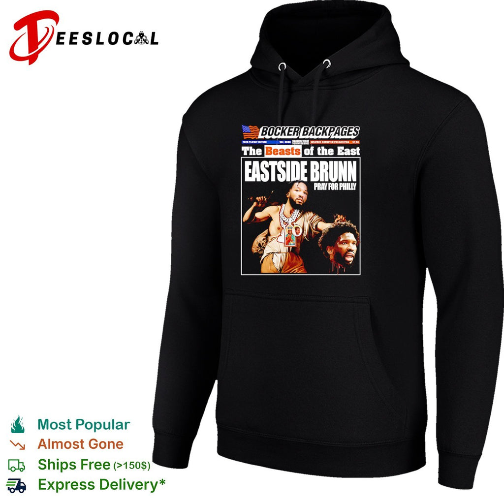 Jalen Brunson New York Knicks vs Joel Embiid head Philadelphia 76ers Eastside Brunn pray for Philly shirt