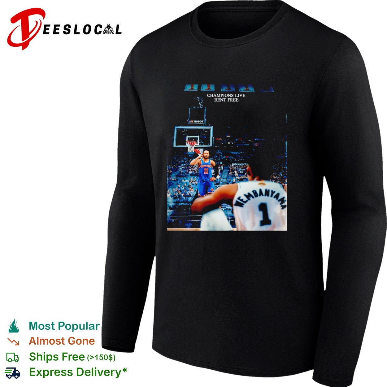 Jalen Brunson New York Knicks vs Victor Wembanyama San Antonio Spurs Champions Live Rent Free shirt