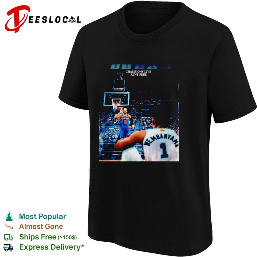 Jalen Brunson New York Knicks vs Victor Wembanyama San Antonio Spurs Champions Live Rent Free shirt