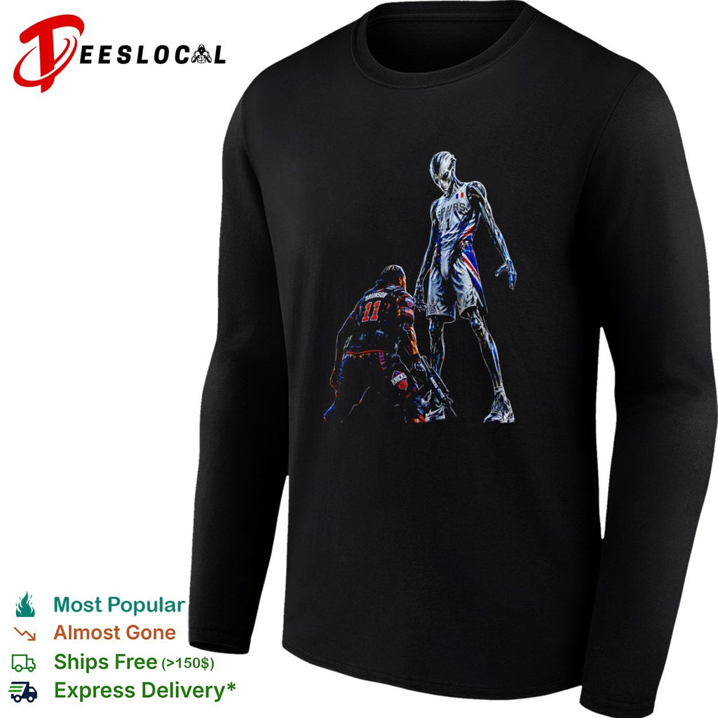 Jalen Brunson New York Knicks vs Victor Wembanyama alien San Antonio Spurs NBA Parody shirt