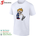 Jalen Brunson number 11 New York Knicks Calvin style kid peeing on Spurs logo shirt