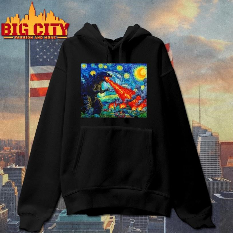 Japanese Monster Kaiju In Van Gogh Starry Night Shirt