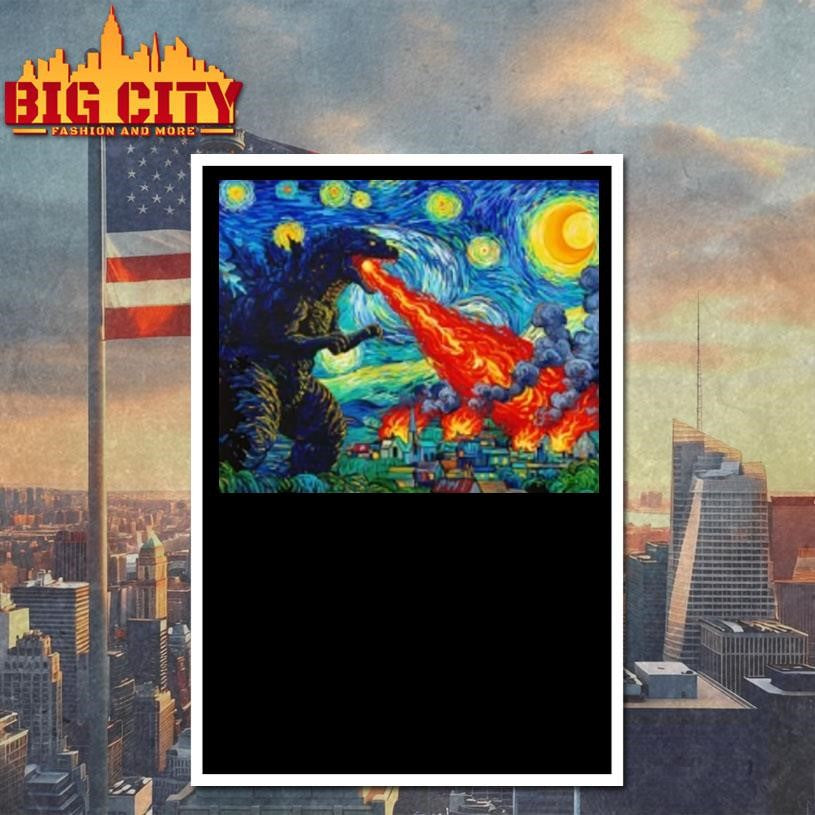Japanese Monster Kaiju In Van Gogh Starry Night Shirt
