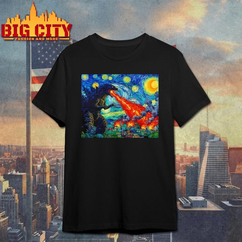 Japanese Monster Kaiju In Van Gogh Starry Night Shirt