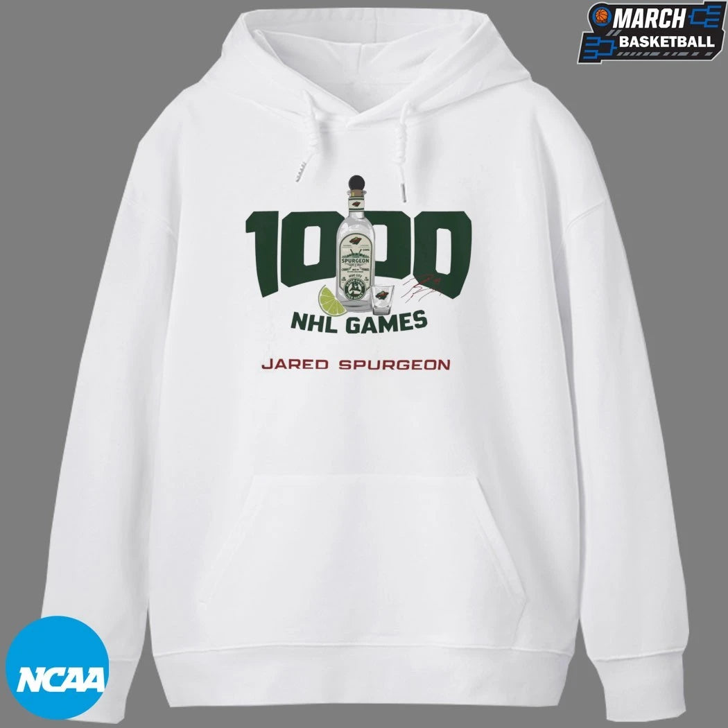 Jared Spurgeon 1000 NHL Games Minnesota Wild Signature T-shirts