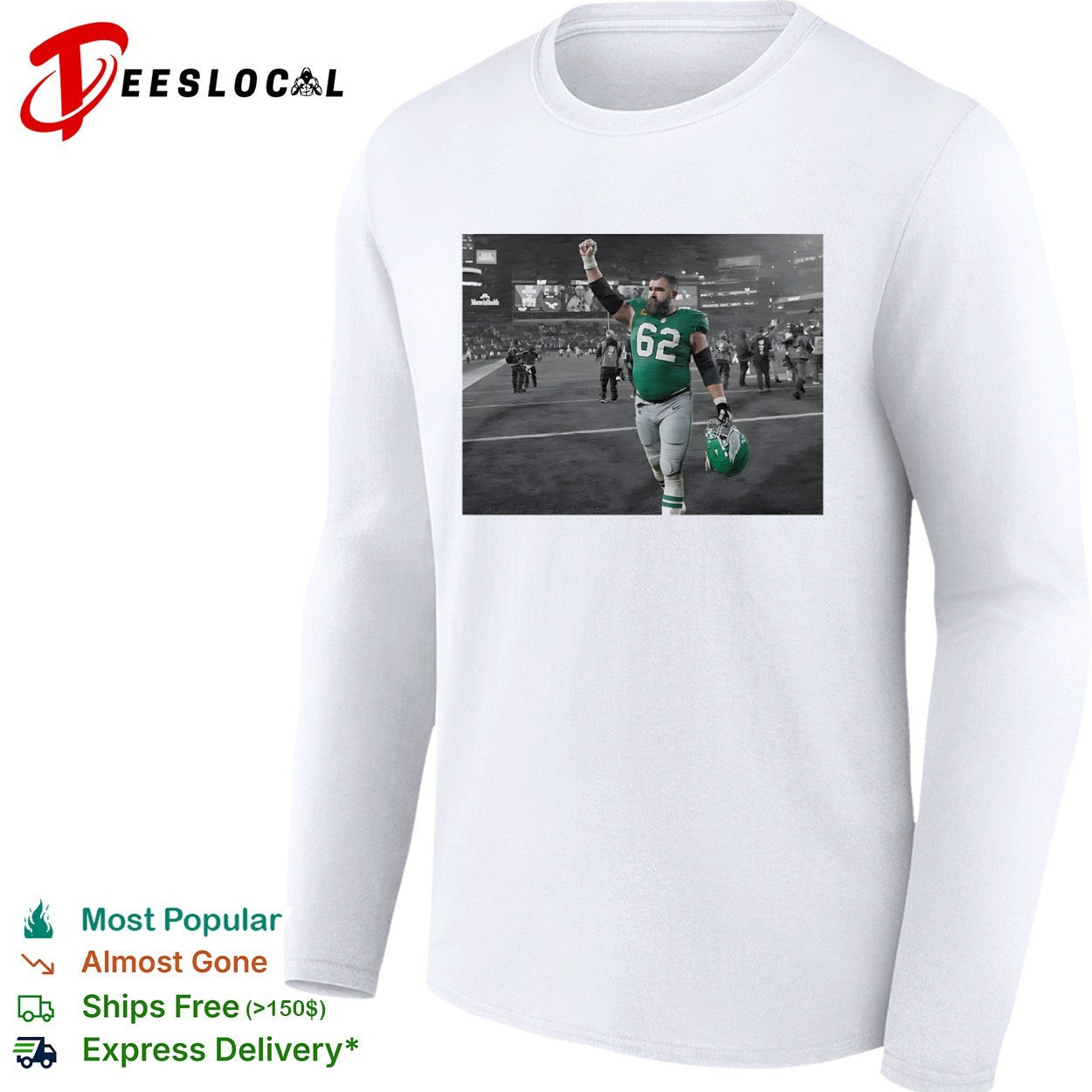 Jason Kelce Philadelphia Eagle raised fist shirt