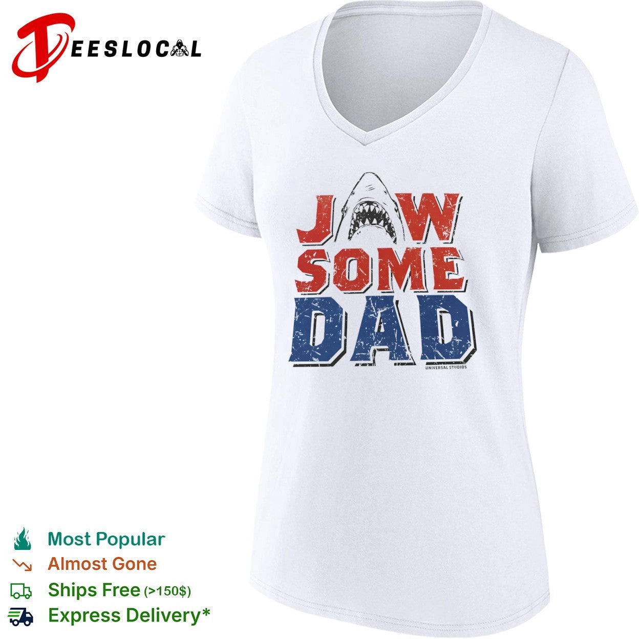 Jawsome Dad Jaws Universal Studios shark character movie parody shirt