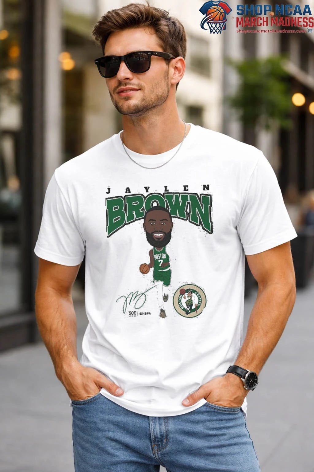 Jaylen Brown Boston Celtics Hardwood Comic T-Shirt