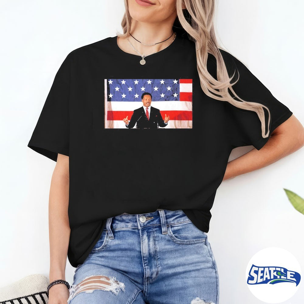 Jesse Jackson USA Flag Speech Civil Rights Leader 1941-2026 shirt