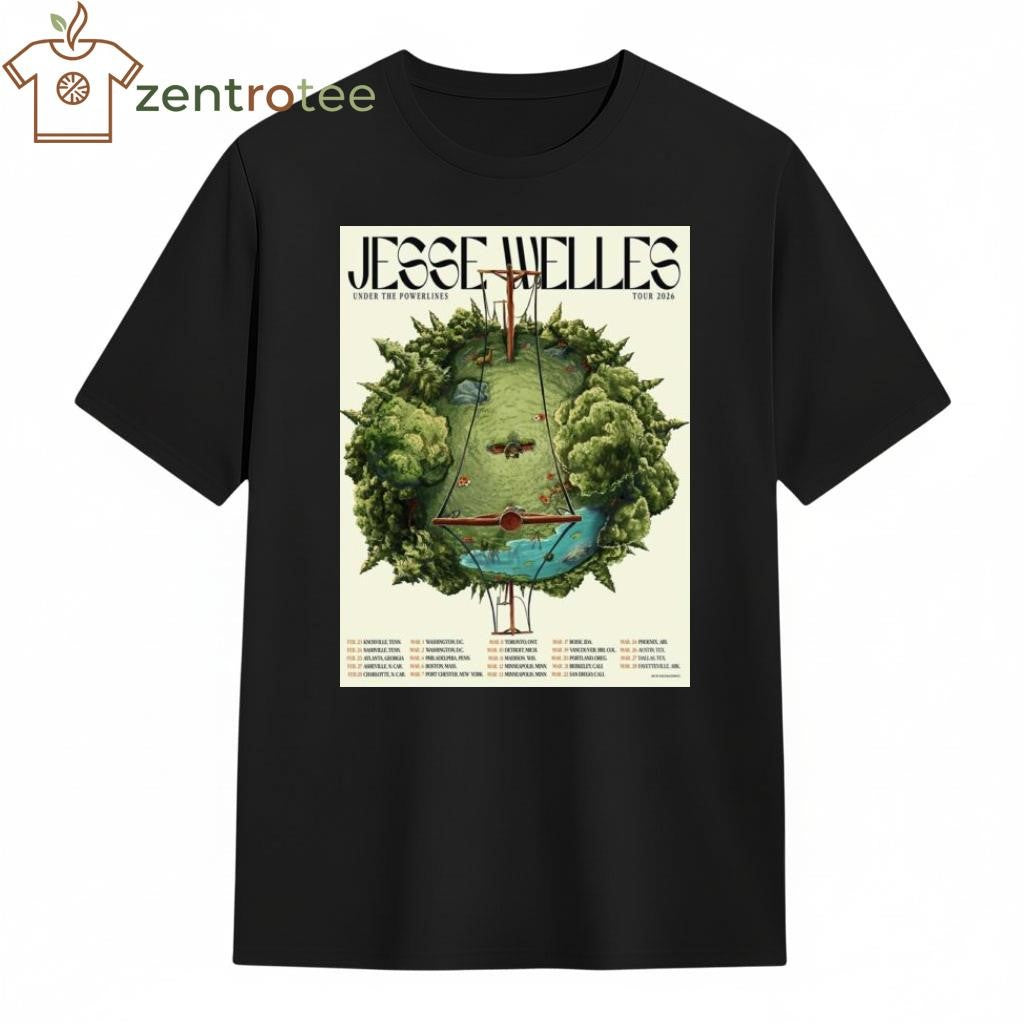 Jesse Welles Under The Powerlines Tour 2026 North America City Dates shirt