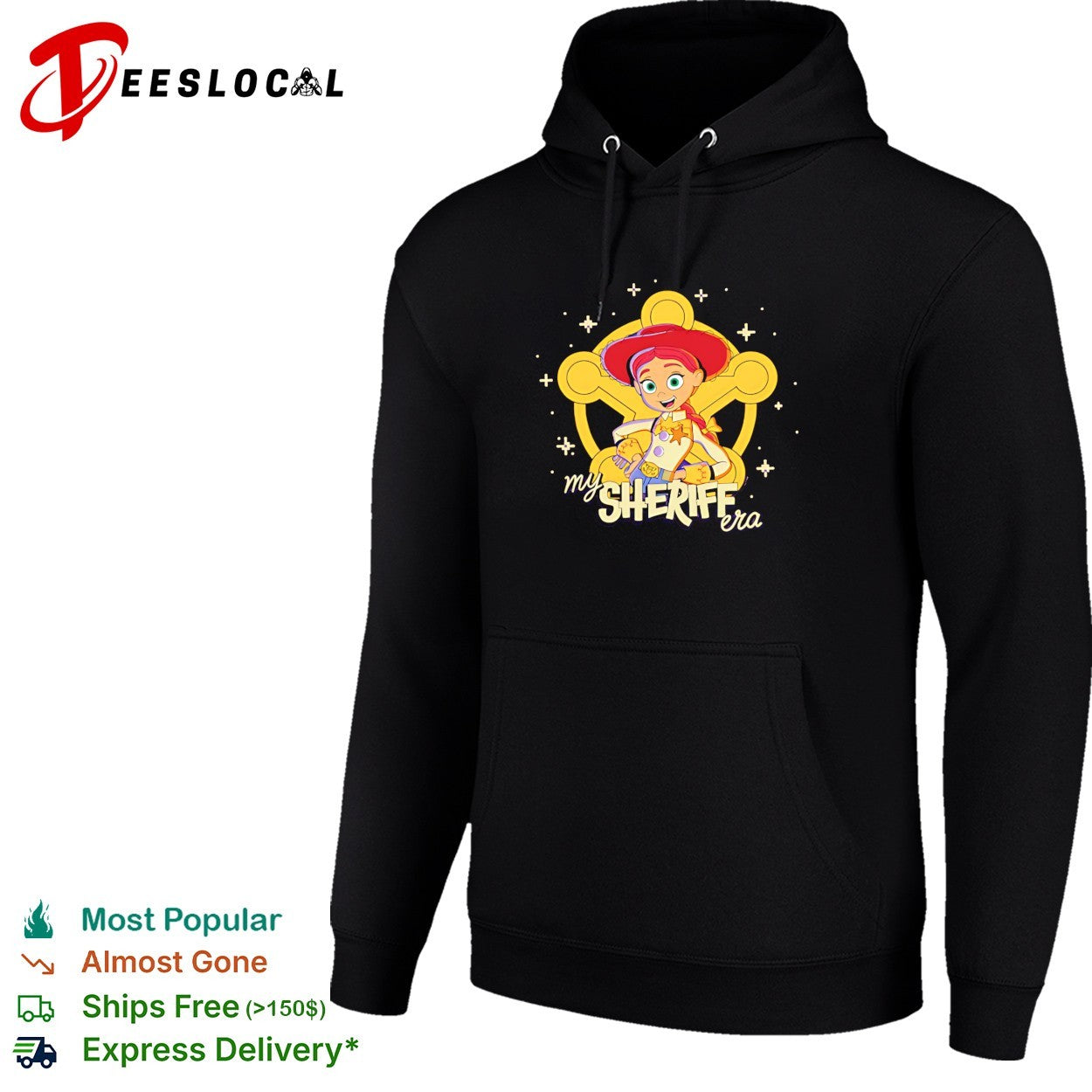 Jessie Toy Story my sheriff era cursive typography shirt