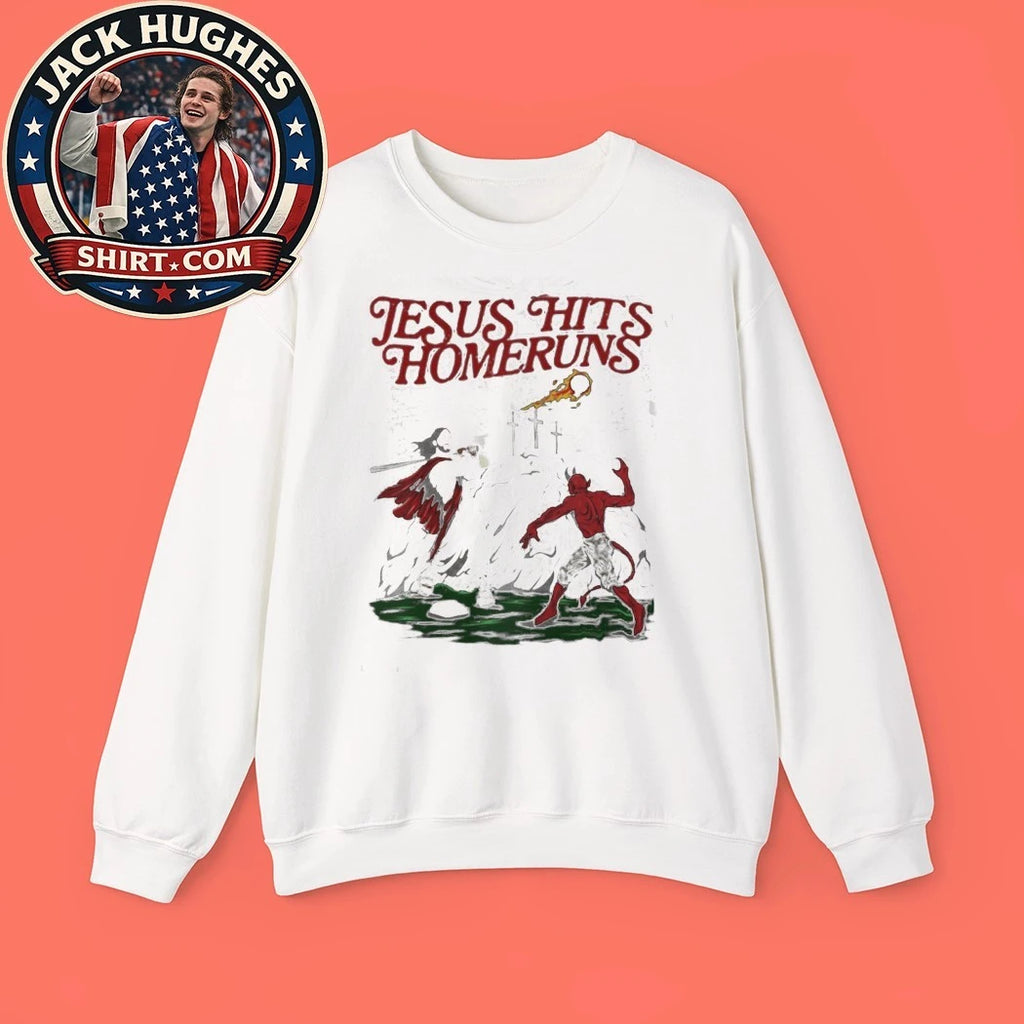 Jesus Hits Homeruns Vs Devil Biblical Baseball Shirt
