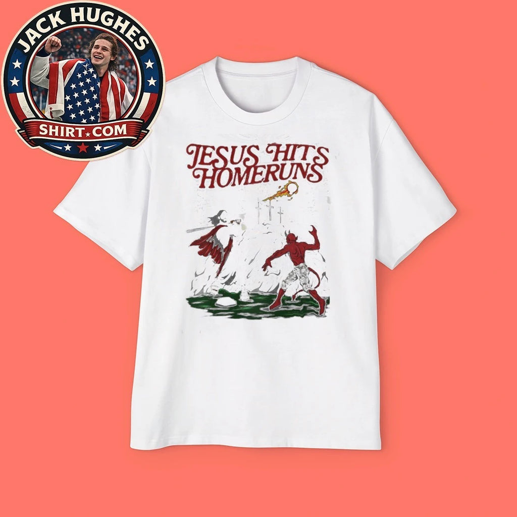 Jesus Hits Homeruns Vs Devil Biblical Baseball Shirt