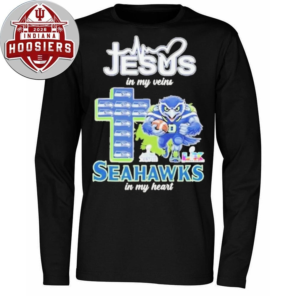 Jesus In My Veins Seahawks In My Heart Christian Faith Football 2026 Shirts