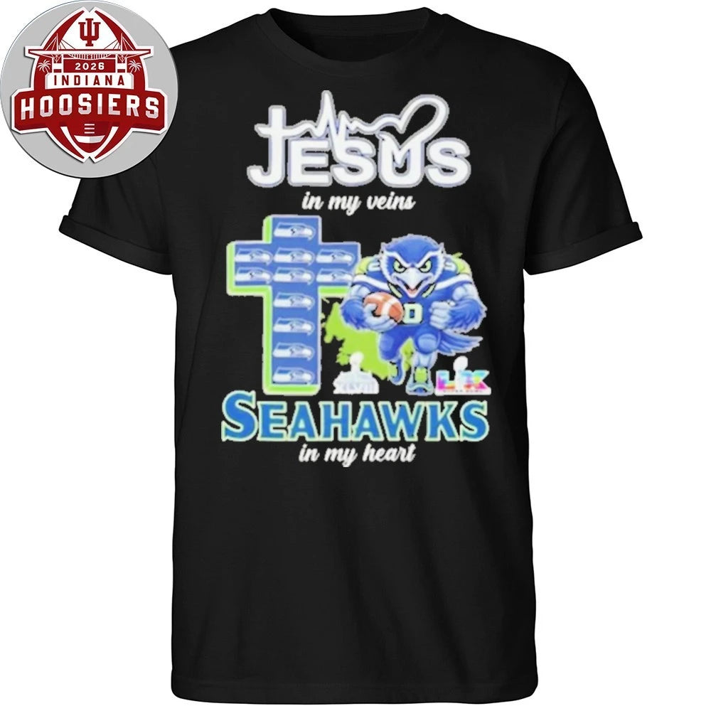 Jesus In My Veins Seahawks In My Heart Christian Faith Football 2026 Shirts