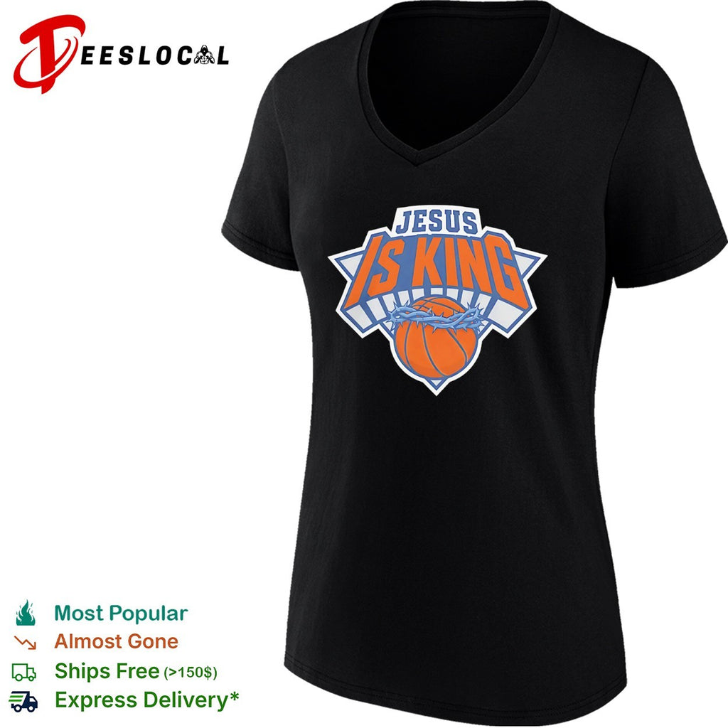 Jesus is King style New York Knicks basketball logo shirt