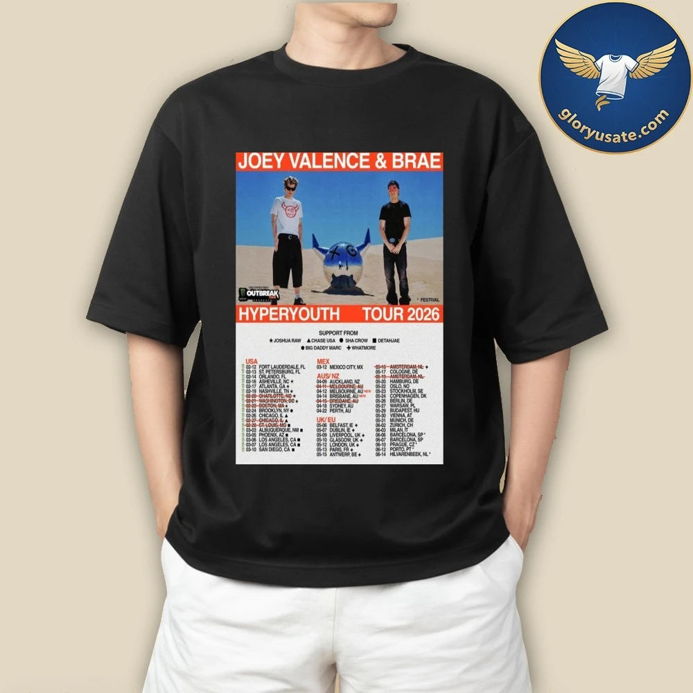 Joey Valence &amp; Brae Hyperyouth Tour 2026 Poster Shirt