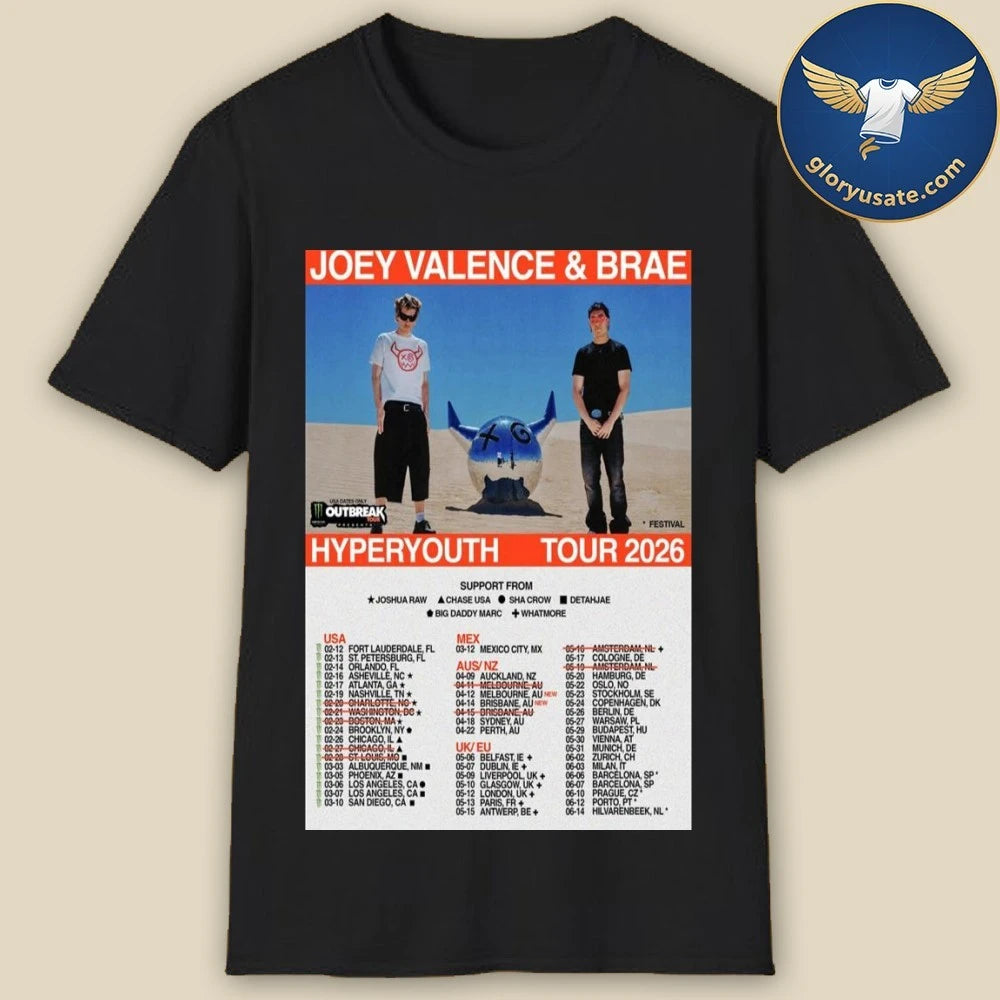 Joey Valence &amp; Brae Hyperyouth Tour 2026 Poster Shirt