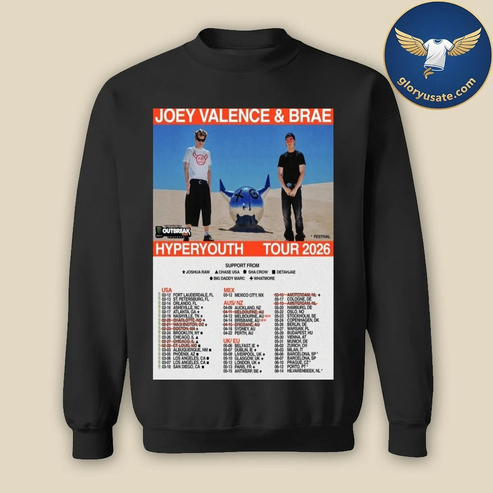 Joey Valence &amp; Brae Hyperyouth Tour 2026 Poster Shirt