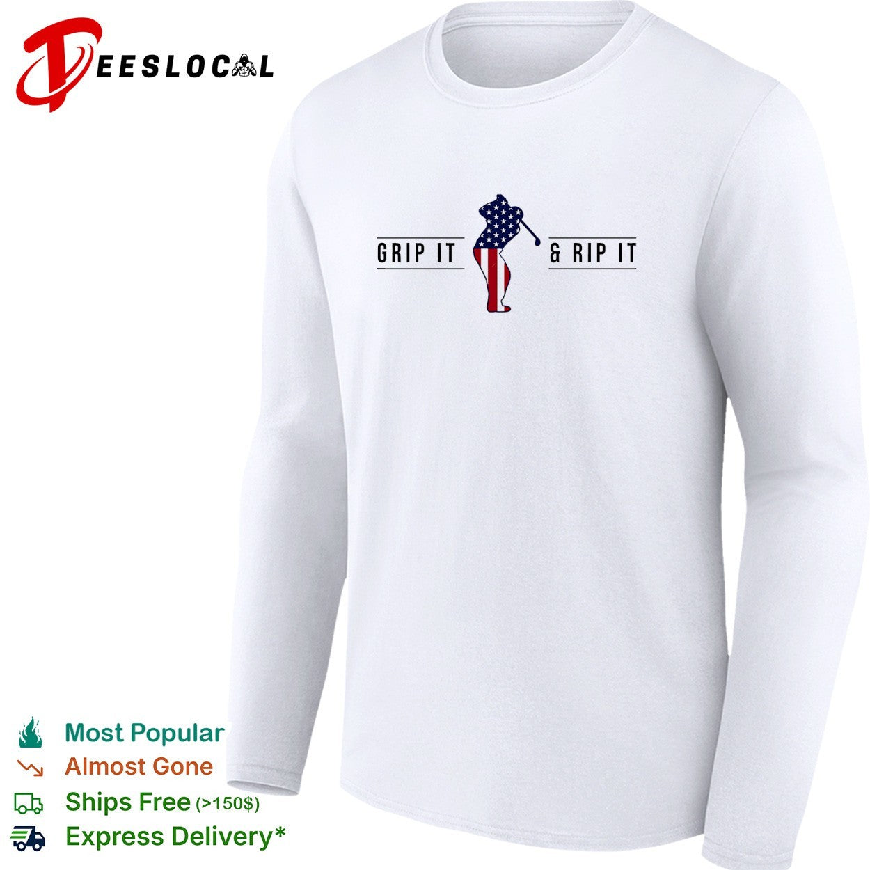 John Daly grip it and rip it patriotic Golf 4th of July Golfer graphic shirt