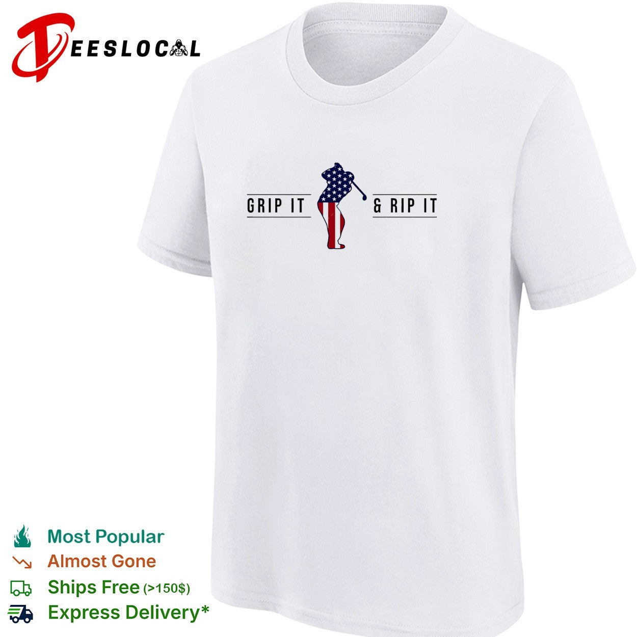 John Daly grip it and rip it patriotic Golf 4th of July Golfer graphic shirt