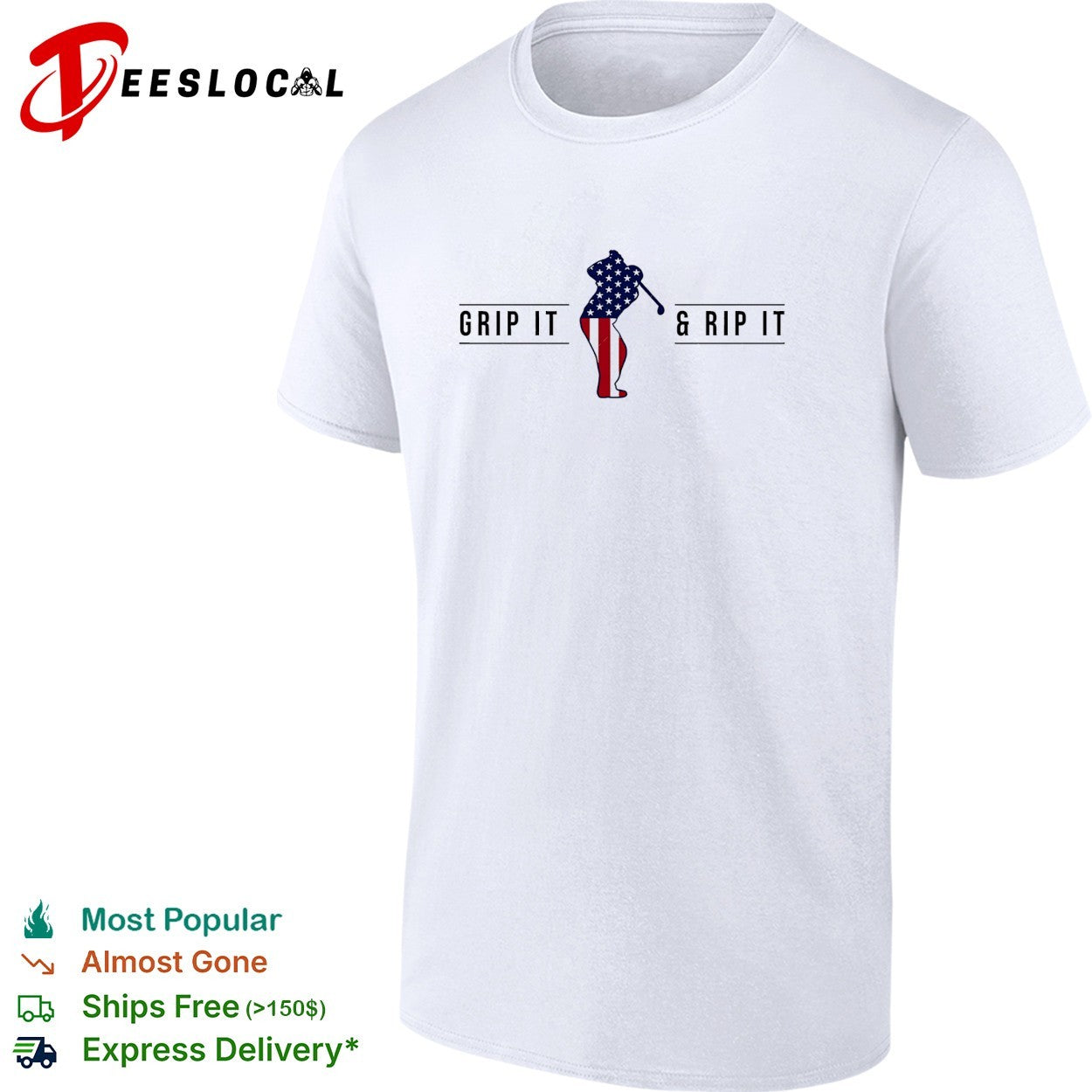 John Daly grip it and rip it patriotic Golf 4th of July Golfer graphic shirt