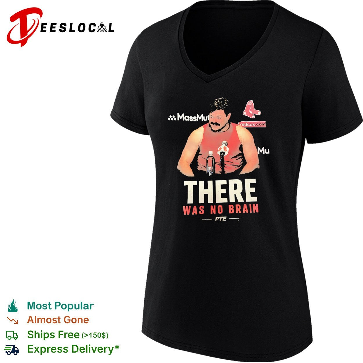 Johnny Damon Boston Red Sox mlb parody there was no brain pte shirt