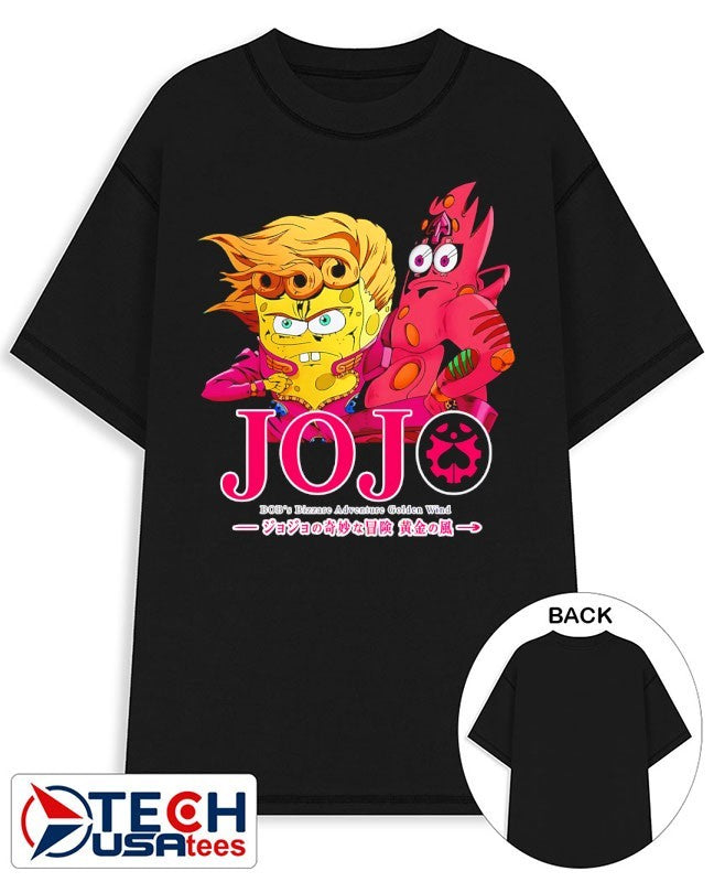 Jojo Bob’s Bizzare Adventure Golden Wind Sponge and Patrick shirt