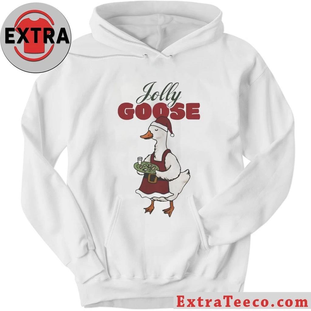 Jolly Goose The Goose is wearing a Santa hat and a red apron Shirt