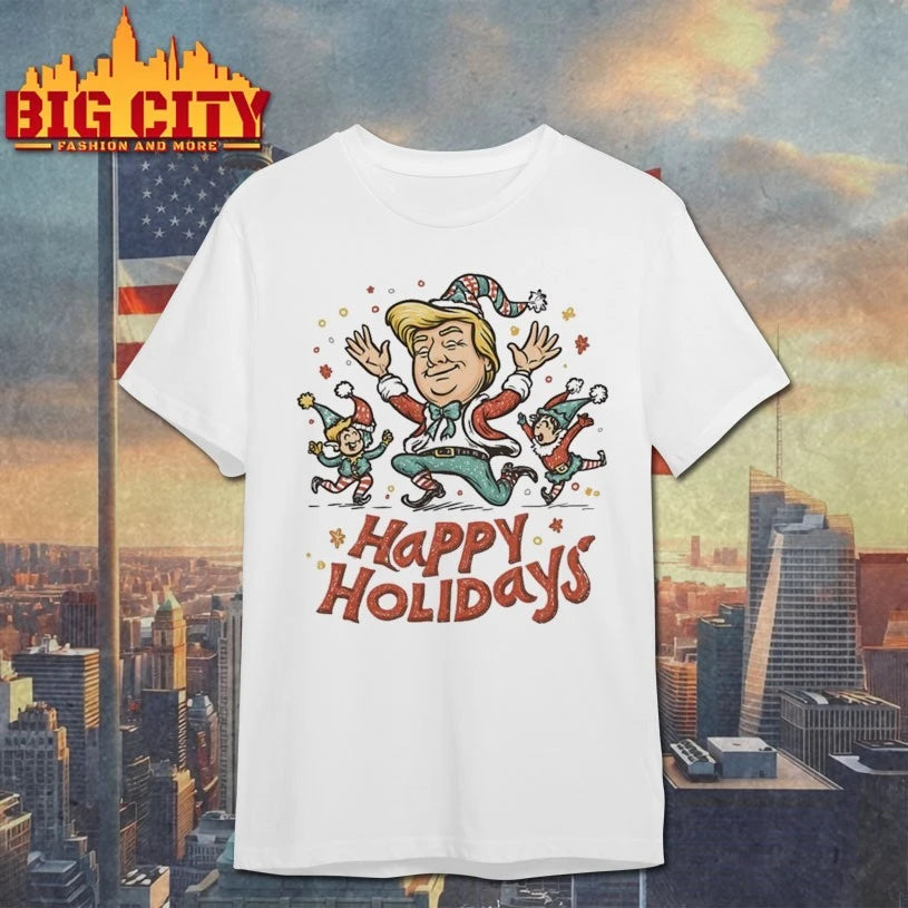 Jolly Santa Wishing Merry Christmas Festive Holiday Cheer Artwork Trump Shirt