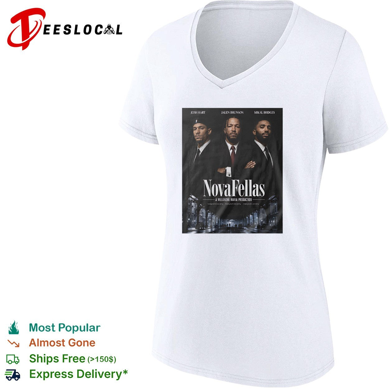 Josh Hart Jalen Brunson Mikal Bridges New York Knicks NovaFellas Goodfellas shirt