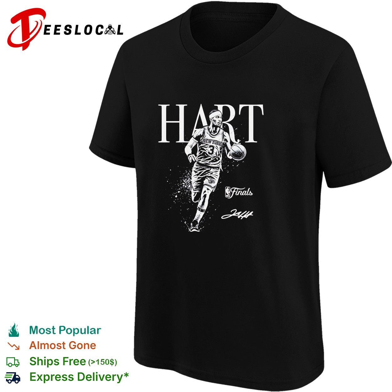 Josh Hart New York Knicks NBA Finals action portrait signature shirt