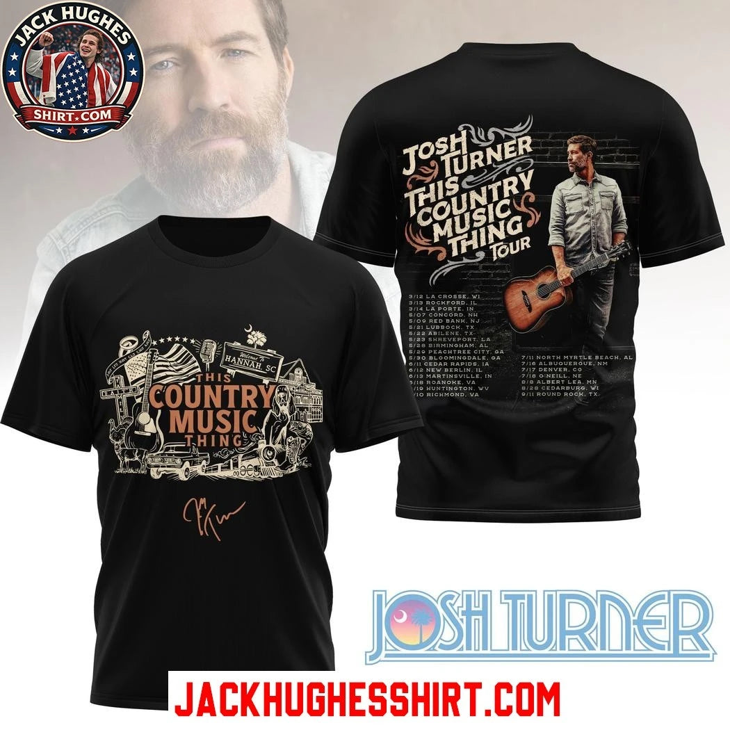 Josh Turner This Country Music Thing Tour 2026 Black Two Sided T-Shirt