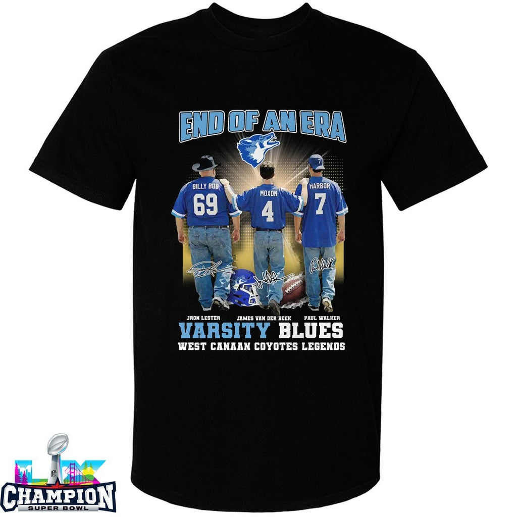 Jron Lester Billy Bob James Van Der Beek Mox Paul Walker Harbor End Of An Era Varsity Blues West Canaan Coyotes Legends Signatures T-shirts