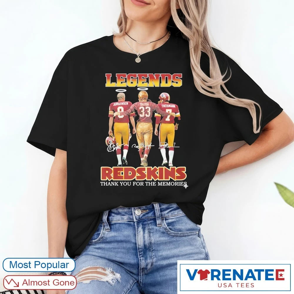 Jurgensen, Baugh and Theismann Legend Redskins Thank You For The Memories Signatures shirt