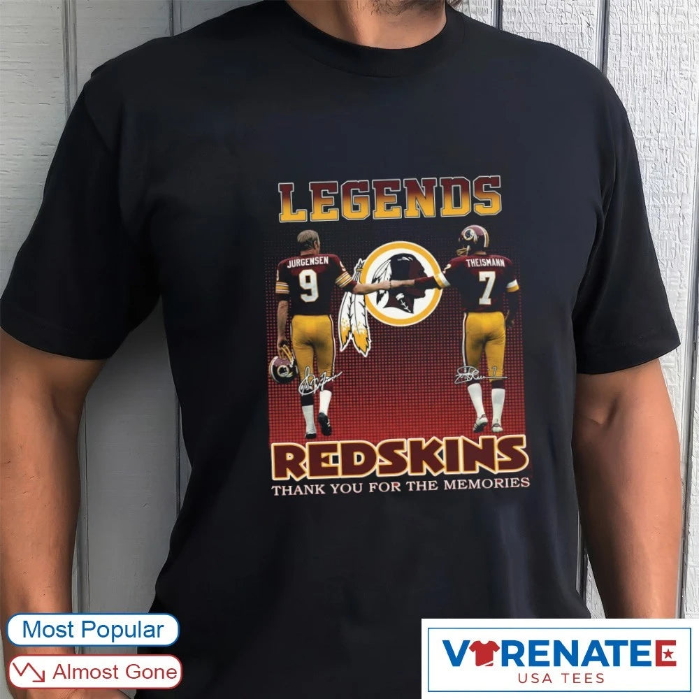 Jurgensen Theismann Legends Redskins Thank You For The Memories Signatures shirt