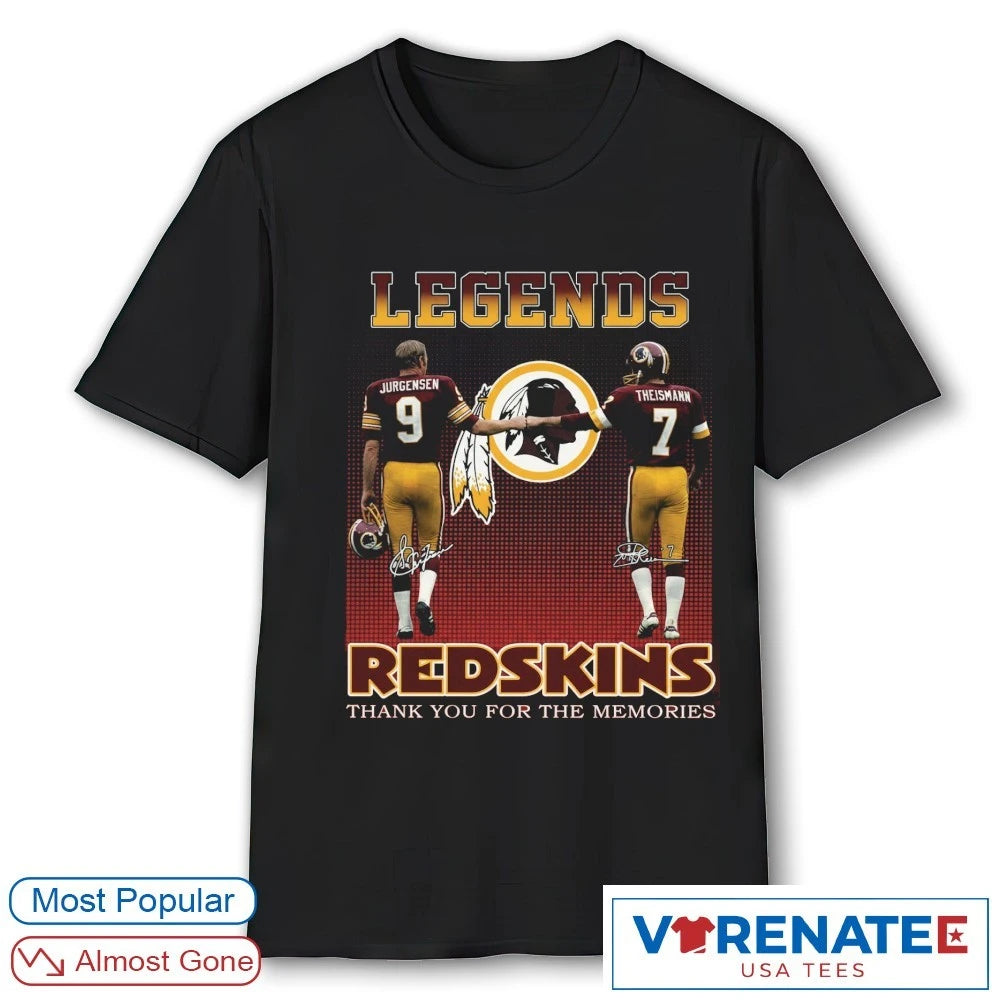 Jurgensen Theismann Legends Redskins Thank You For The Memories Signatures shirt