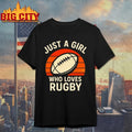 Just A Girl Who Loves Rugby Vintage Sunset t-shirt