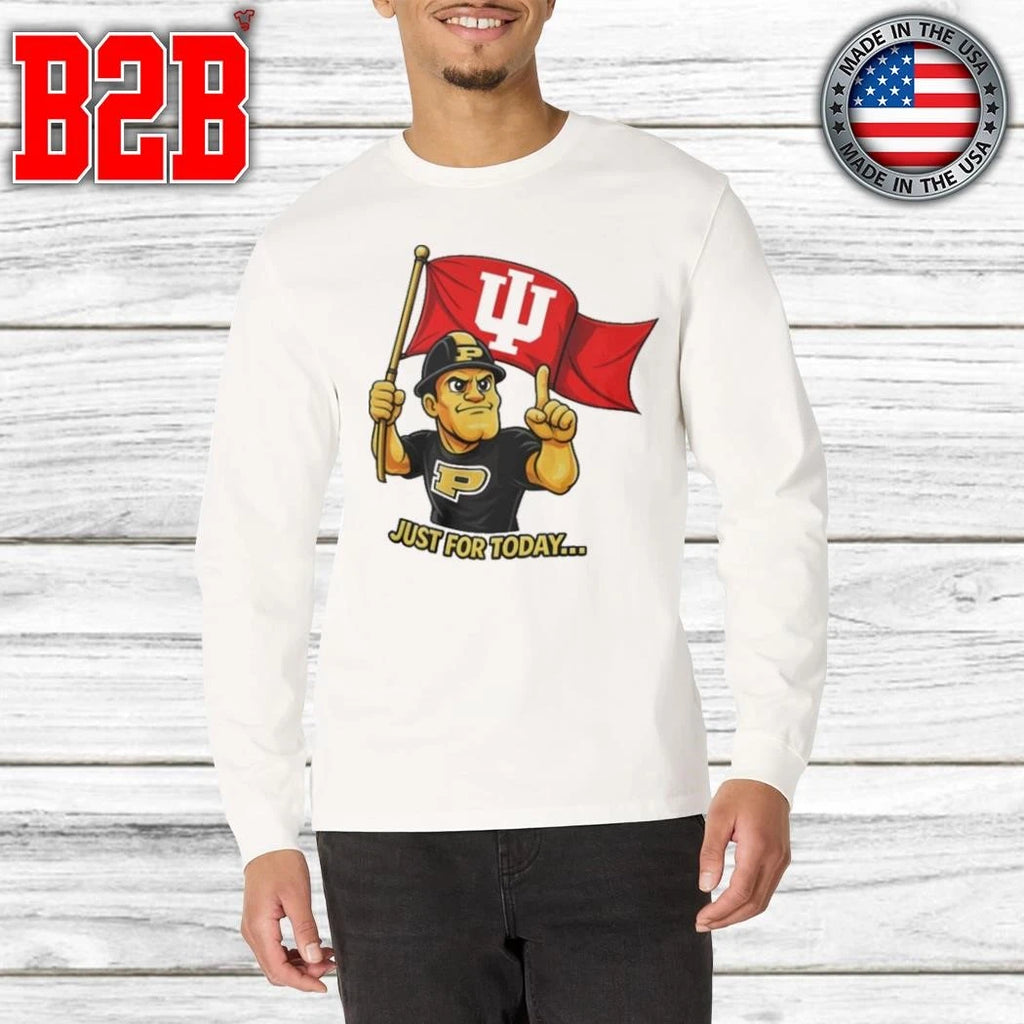 Just For Today Purdue Pete With Flag Indiana Hoosier Shirt