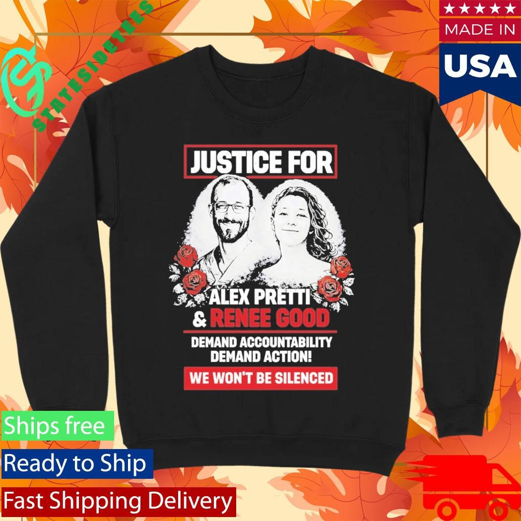 Justice For Alex Pretti And Renee Good We Won’t Be Silenced Shirt