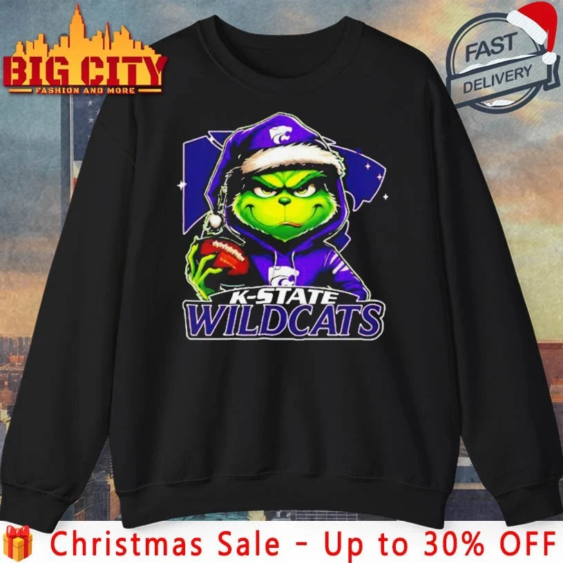 K-state Wildcats Grinch Christmas Football Shirt