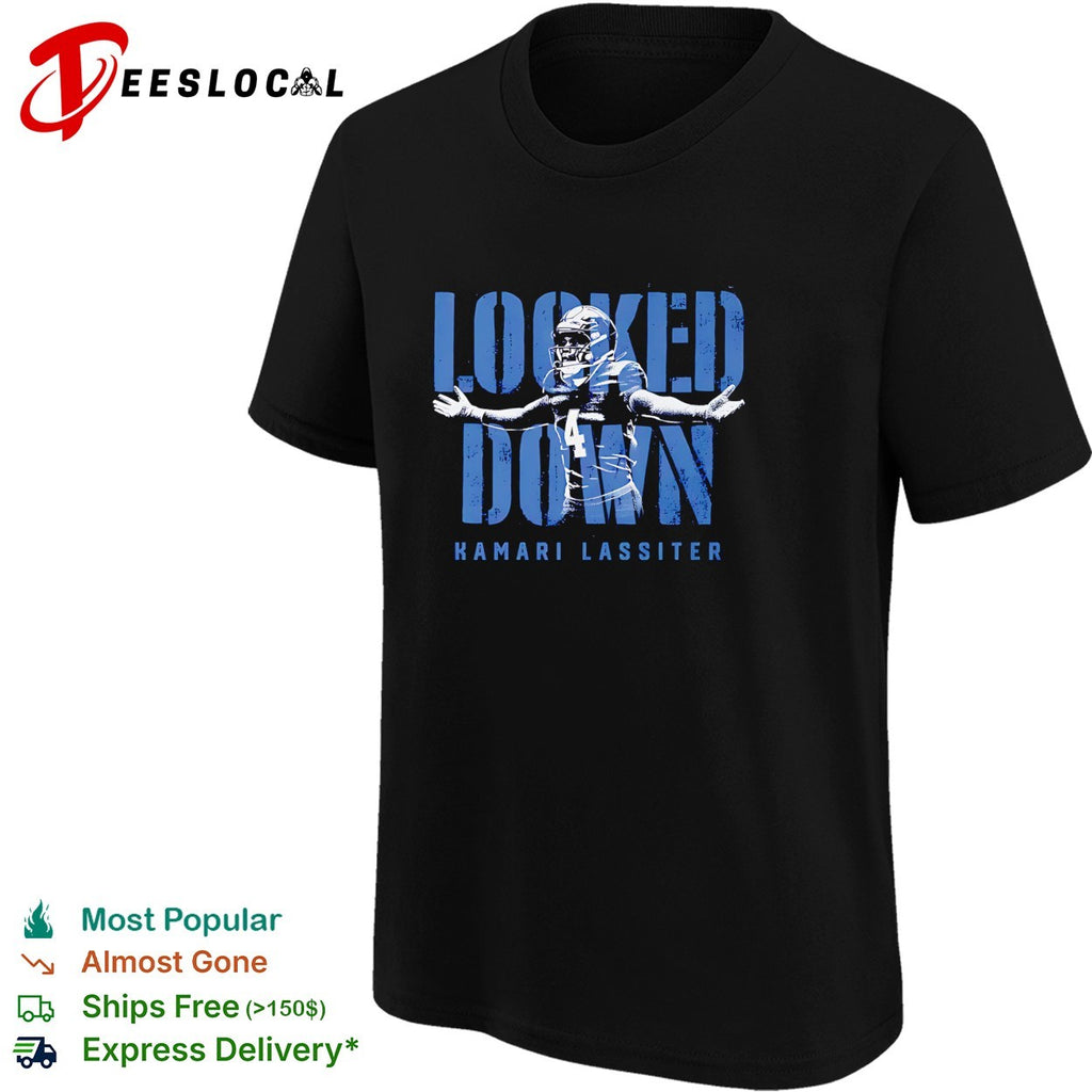 Kamari Lassiter looked down football shirt