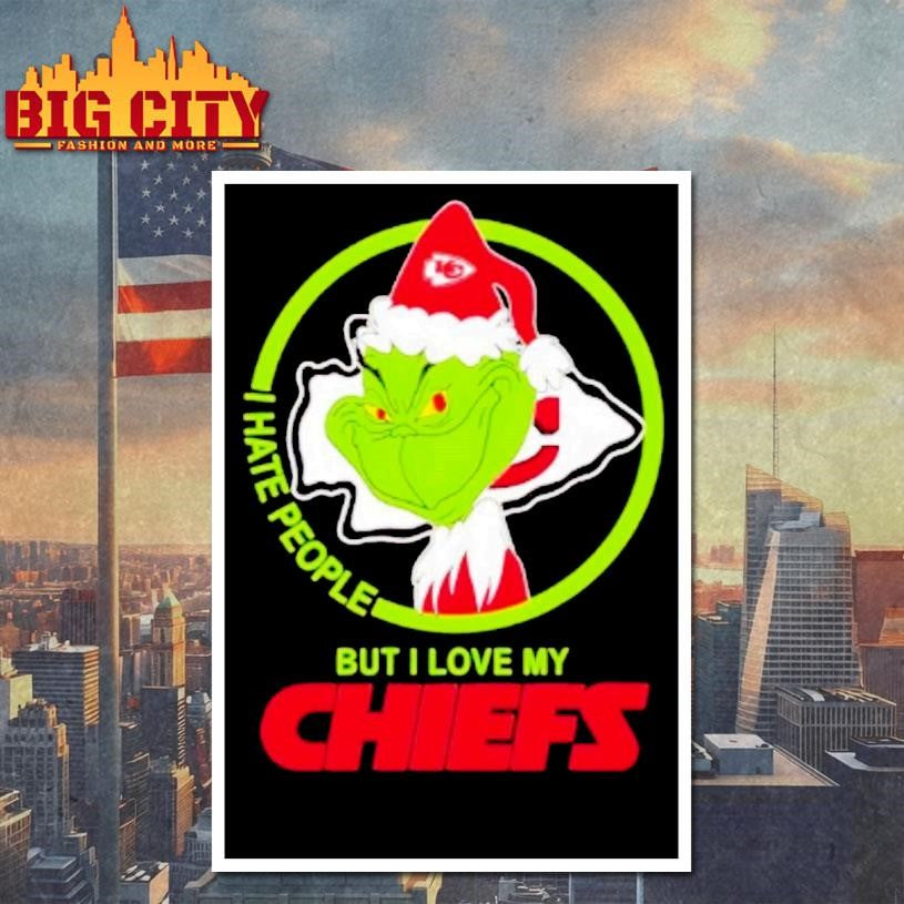 Kansas City Chiefs Christmas Grinch I Hate People But I Love My Chiefs Shirt