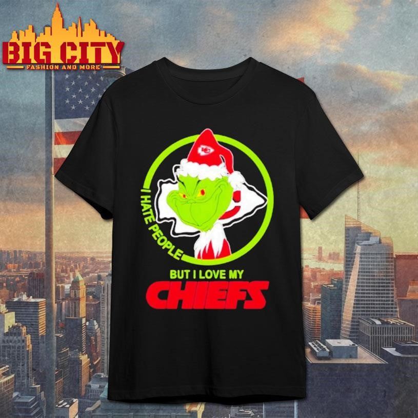 Kansas City Chiefs Christmas Grinch I Hate People But I Love My Chiefs Shirt